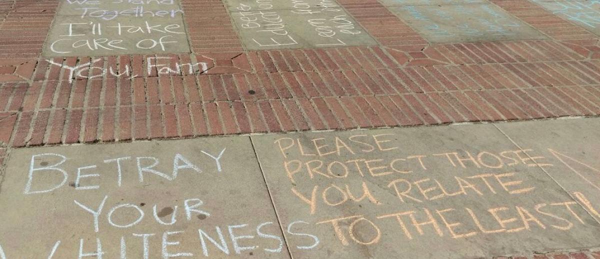 undercommons chalk slogans, activism on UCLA campus