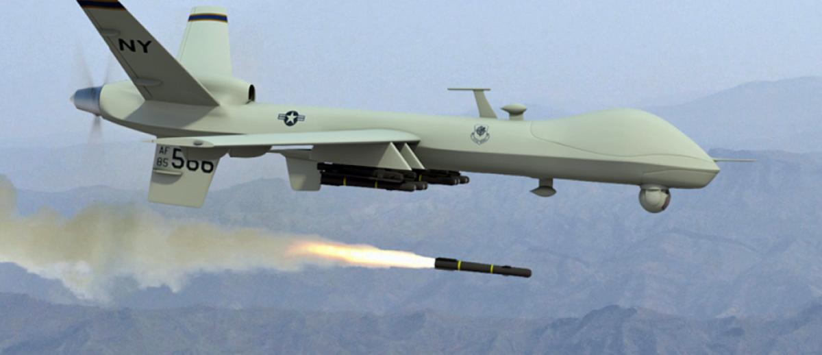 Predator drone releases a Hellfire missle