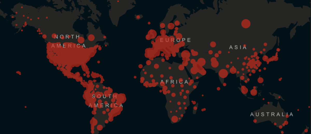 Screen grab on May 29, 2020 of the COVID-19 Dashboard by the Center for Systems Science and Engineering (CSSE) at Johns Hopkins University showing cumulative confirmed cases worldwide