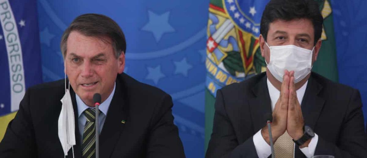 Jair Bolsonaro with then Brazilian health minister Luiz Mandetta in March 2020