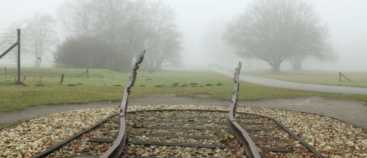monument of bent rails at Westerbork transit camp, Netherlands