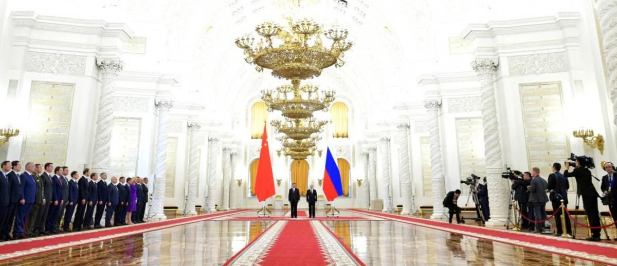 Vladimir Putin and Xi Jinping at the Kremlin in Moscow on June 5, 2019