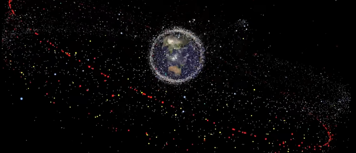 computer simulation depicting space debris