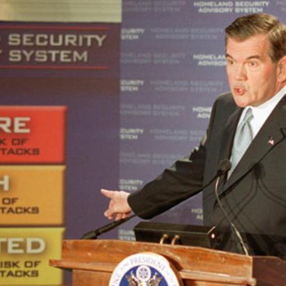 Homeland Security Secretary Tom Ridge introduces terror alert color coding system, March 2, 2002
