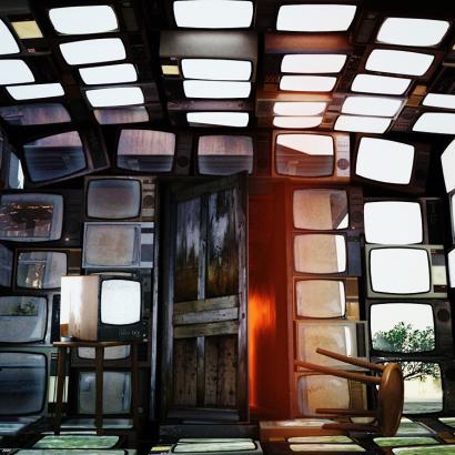 room created by screen images - photo of artwork 'Illusion of Consciousness' by Andrew Bobir