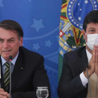 Jair Bolsonaro with then Brazilian health minister Luiz Mandetta in March 2020