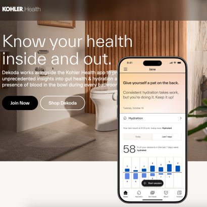Screenshot taken from Kohler’s website that introduces Dekoda, their newest line of toilet waste analyzers | Photo Credit: Tina Guirguis