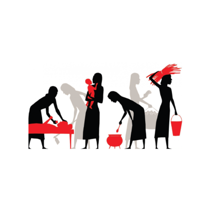 silhouette graphic of women in various labor care roles