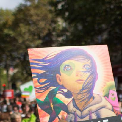 "Je suis le changement" banners - Global Climate March, Paris, France 2014